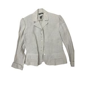 LAUREN RALPH LAUREN 100% linen portrait peplum jacket fitted pale blue 4